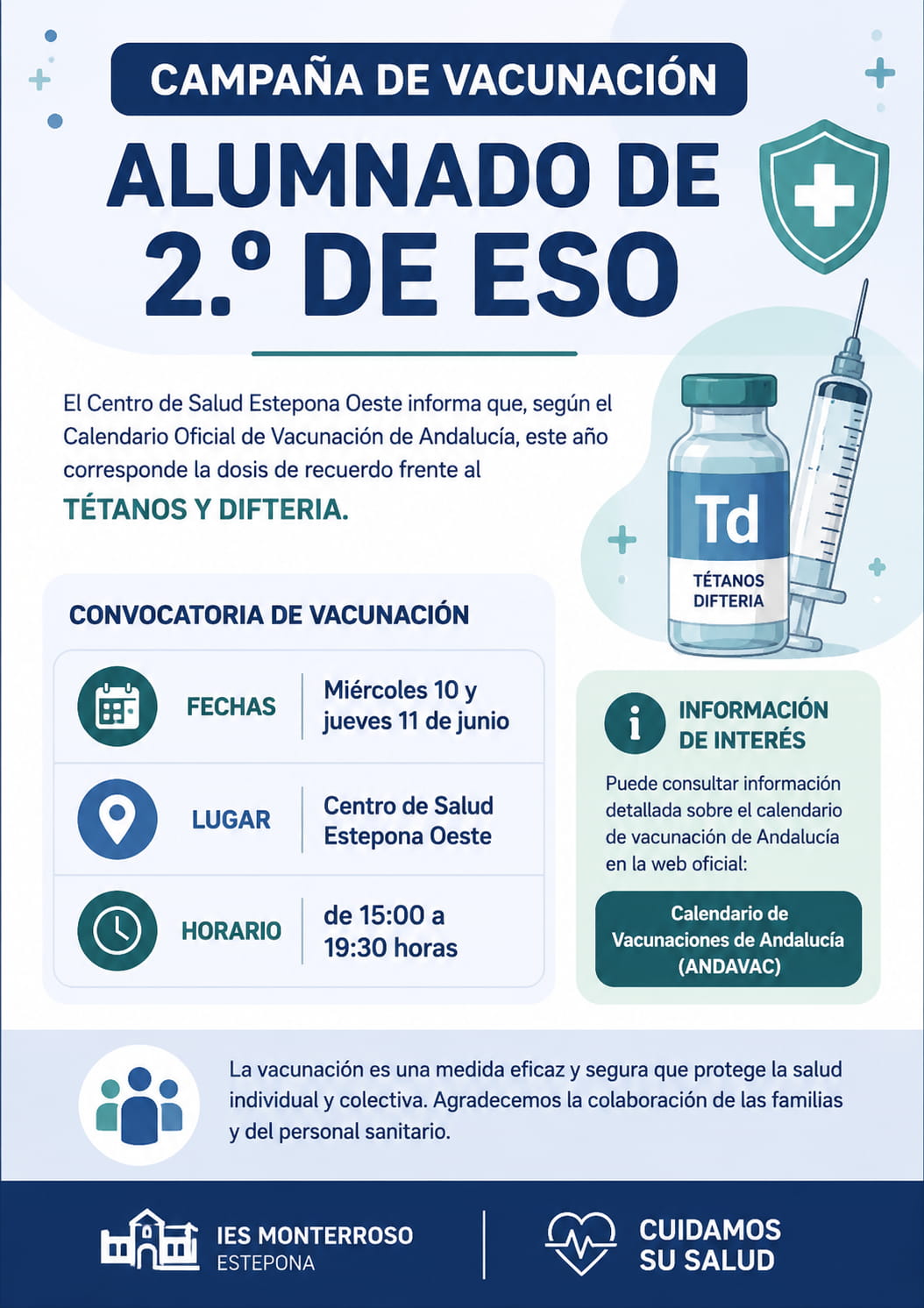 Imagen de la noticia: Campaña de vacunación del alumnado de 2º ESO