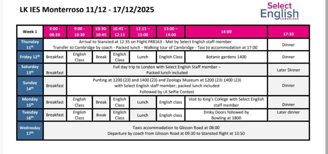 Imagen de la noticia: En marcha la inmersión lingüística de inglés en Cambridge