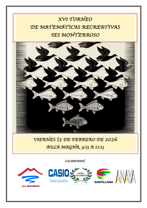 Imagen de la noticia: XVI Torneo de Matemáticas Recreativas: aplazado al viernes 13 de febrero. [Actualizado]